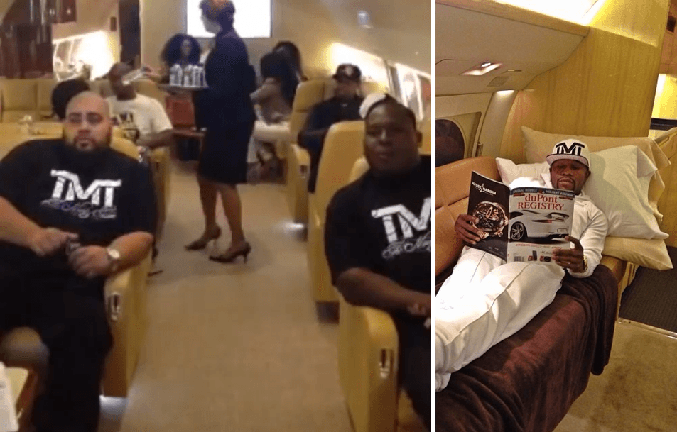 Collage of travelers posing inside an aircraft cabin