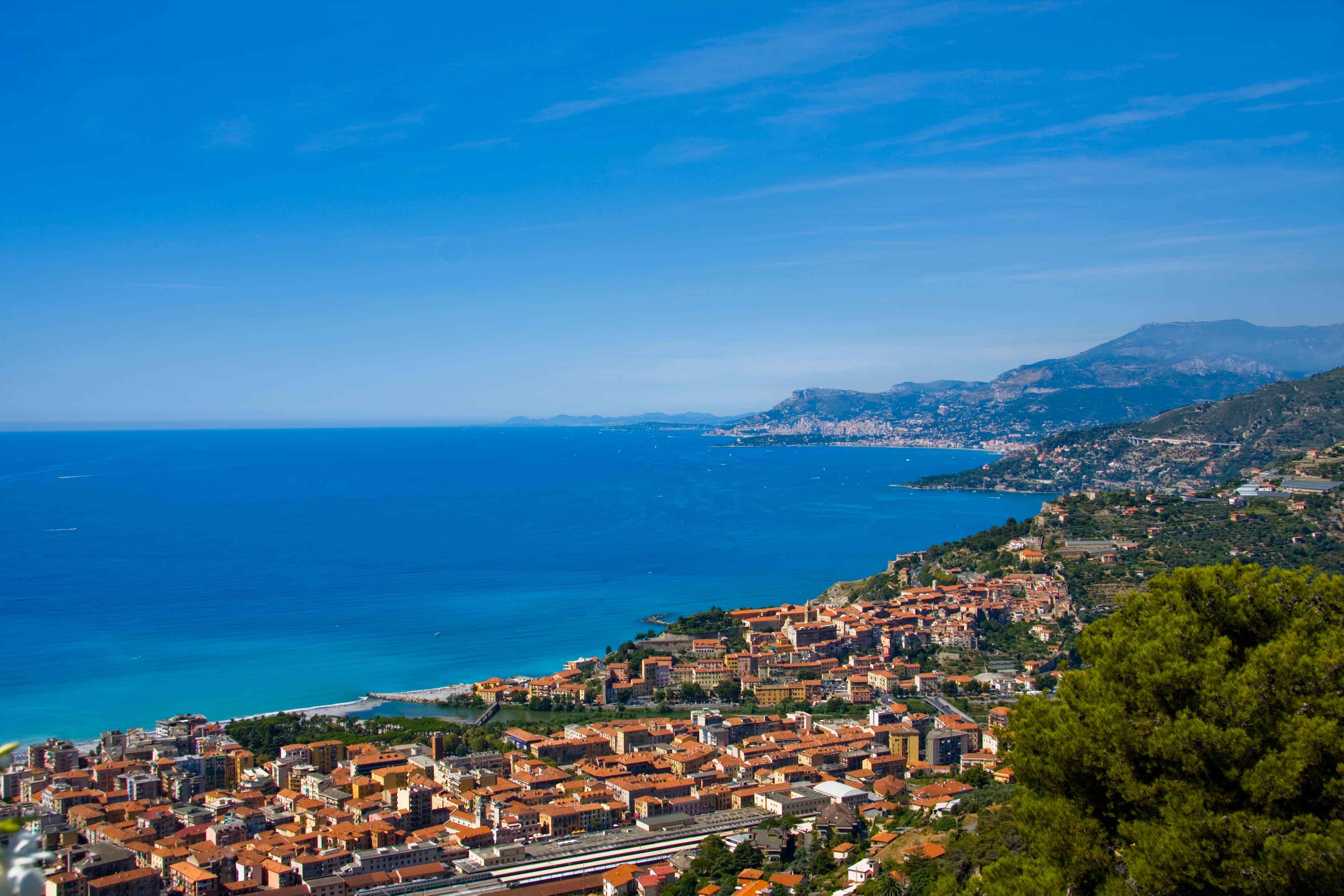 Coastal town and Mediterranean Sea at Agay, France