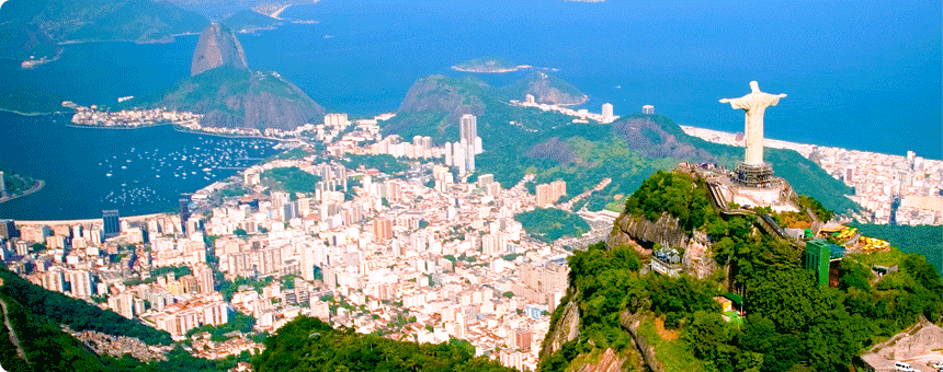 Aerial view of Rio de Janeiro and the Christ the Redeemer statue