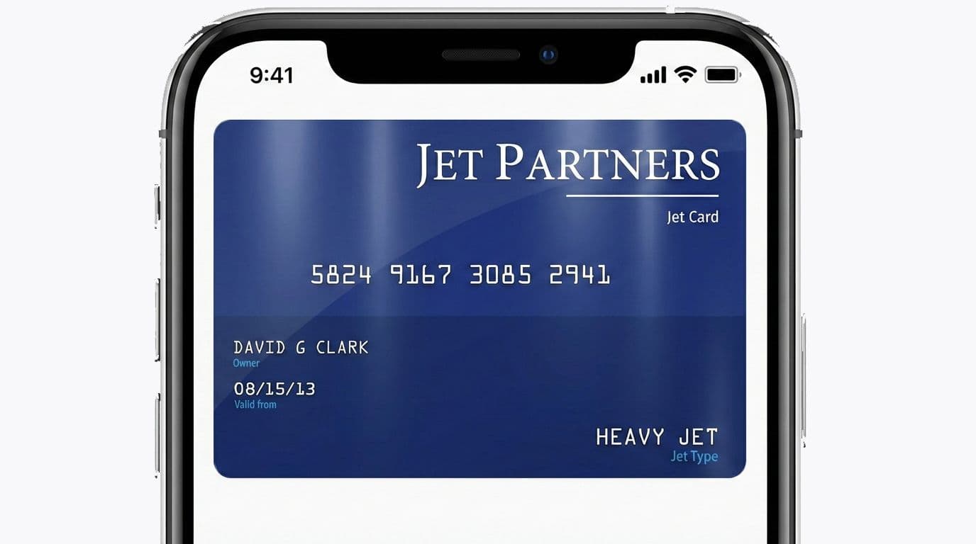 Blue and white Jet Partners Jet Card